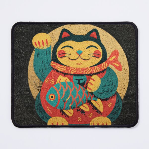 Item preview, Happy cat figure holding fish designed and sold by anytka.