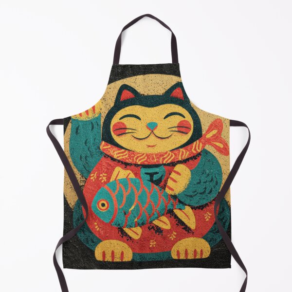 Item preview, Happy cat figure holding fish designed and sold by anytka.