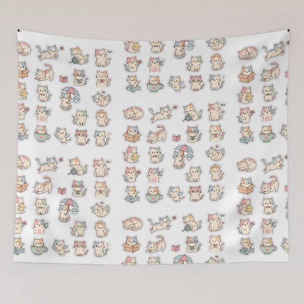 Item preview, Kawaii Cat Sticker Pack - 20 Cute Pastel Cats Sticker Sheet designed and sold by WowDezign.