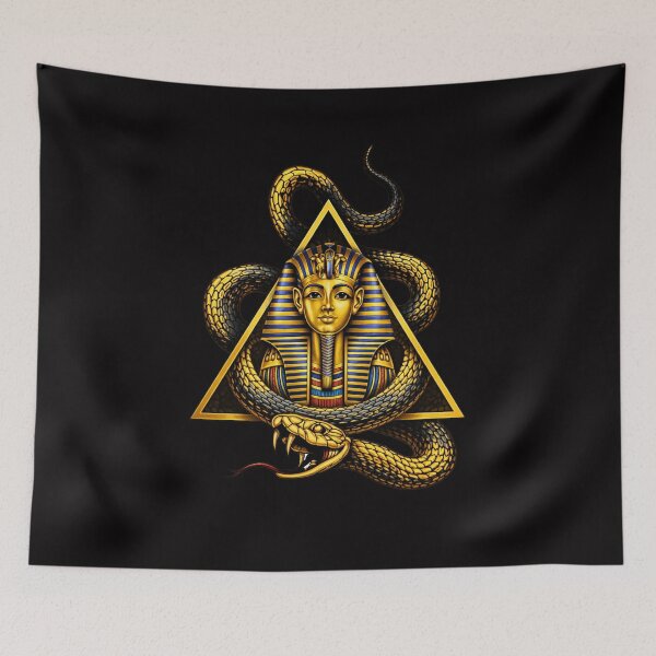 Item preview, Golden Pharaoh Tutankhamun – Falcon, Ankh and Sacred Cobra Art designed and sold by GulfSignature.