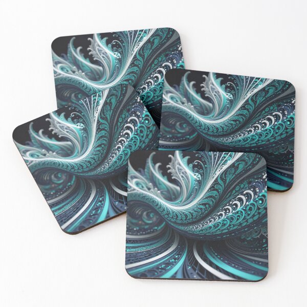Item preview, Teal Fractal Wave Flow designed and sold by Harmonic_Layers.
