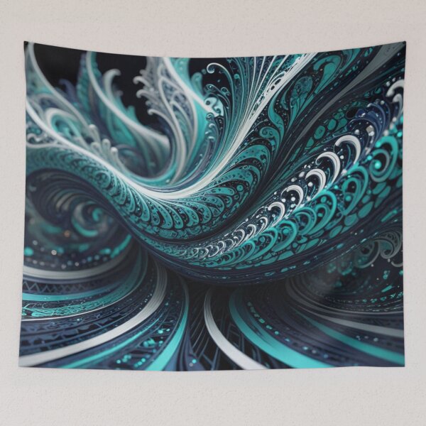 Item preview, Teal Fractal Wave Flow designed and sold by Harmonic_Layers.
