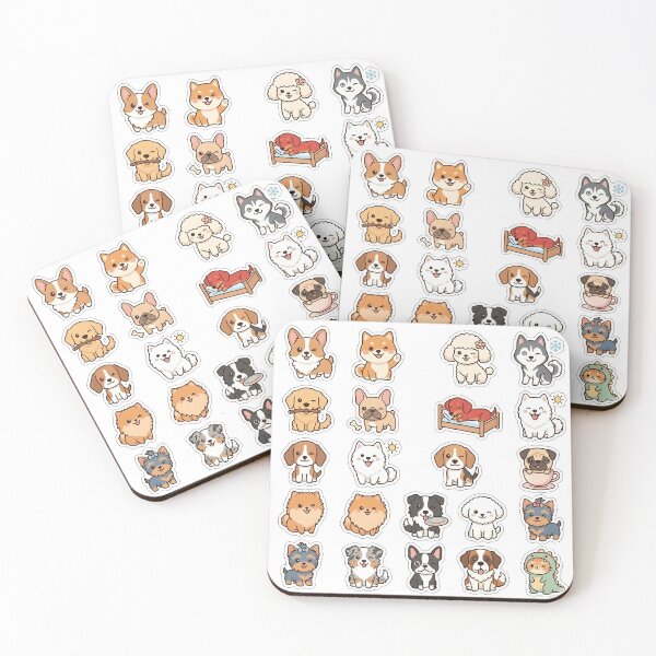 Item preview, Kawaii Dog Breeds Sticker Pack - 18 Cute Cartoon Dogs Sticker Sheet designed and sold by WowDezign.