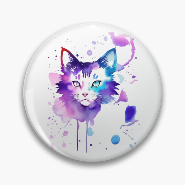 Item preview, Ilustración colorida de un retrato de gato en acuarela designed and sold by PMTaurus.
