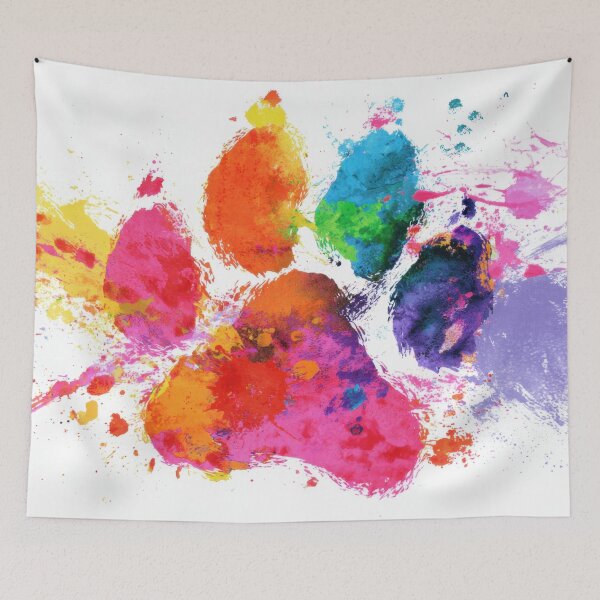 Item preview, Colorful paw print made of paint designed and sold by anytka.