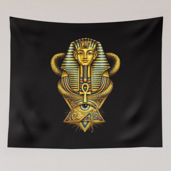 Item preview, Sacred Golden Pharaoh – Ancient Egyptian Royal Mask Art designed and sold by GulfSignature.