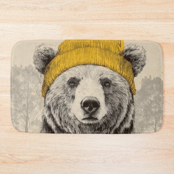 Item preview, Bear wearing a yellow beanie hat designed and sold by anytka.