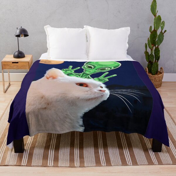 Item preview, White cat with alien designed and sold by No socks.