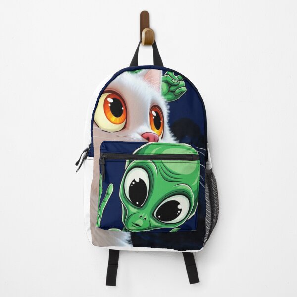 Item preview, White cat with alien - cartoon designed and sold by No socks.