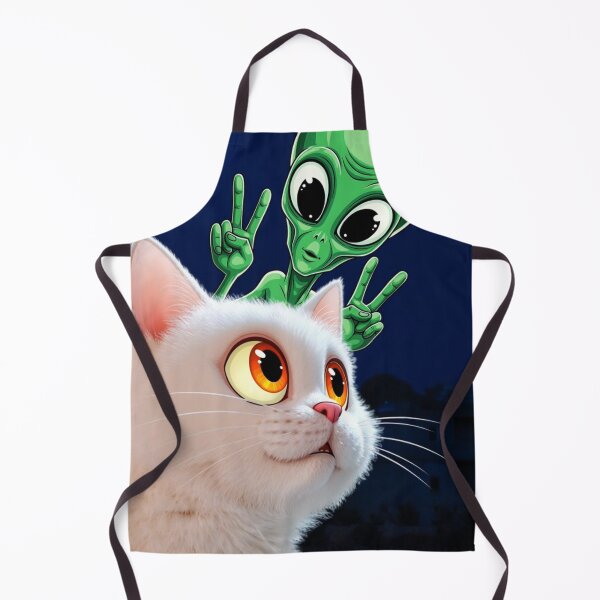 Item preview, White cat with alien - cartoon designed and sold by No socks.
