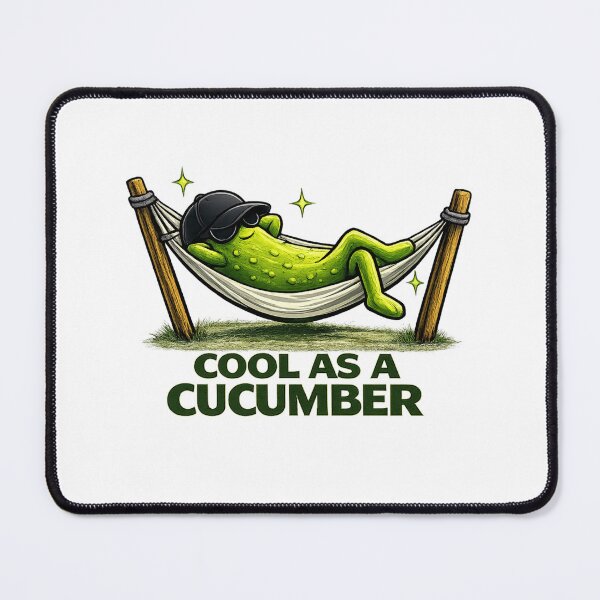 Item preview, Cool as a Cucumber – Funny Pickle Relaxing in Hammock Cartoon designed and sold by IrynaLineArt.