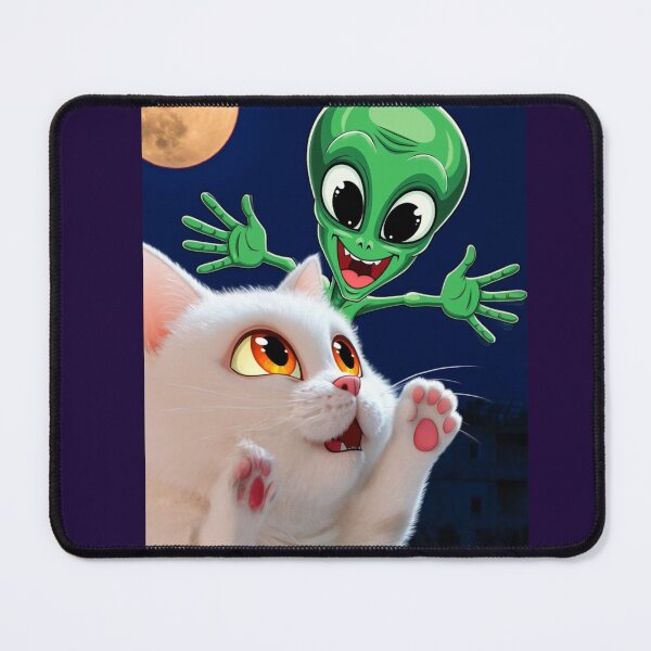 Item preview, White cat with alien - funny cartoon designed and sold by No socks.