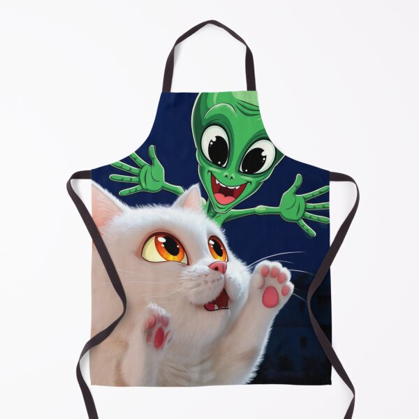 Item preview, White cat with alien - funny cartoon designed and sold by No socks.