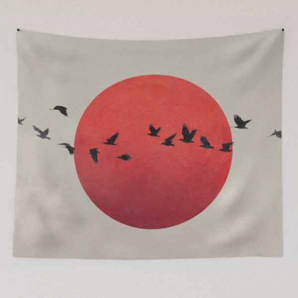 Item preview, Birds fly near large red circle designed and sold by anytka.