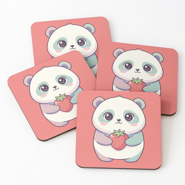 Item preview, Cute Kawaii Panda Holding Strawberry – Adorable Pastel Panda Cartoon designed and sold by LavinyArt.