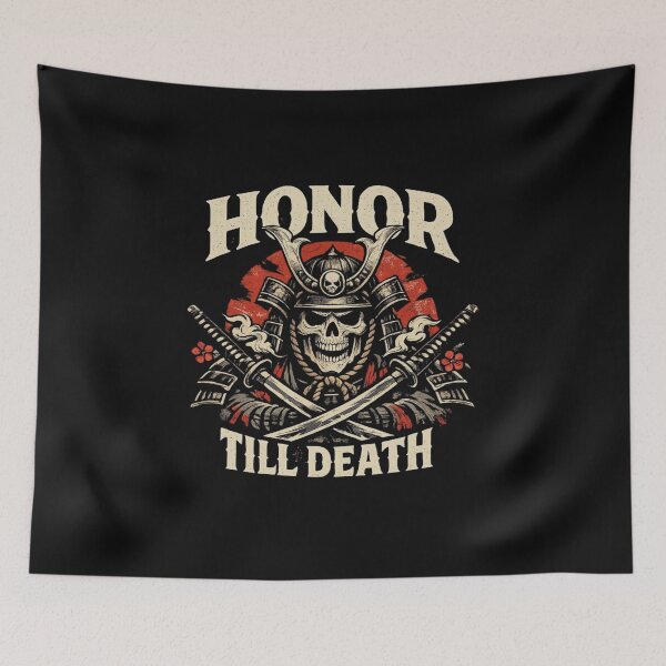 Item preview, Honor Till Death Samurai Skull – Japanese Warrior Skull Design designed and sold by HubCreates.
