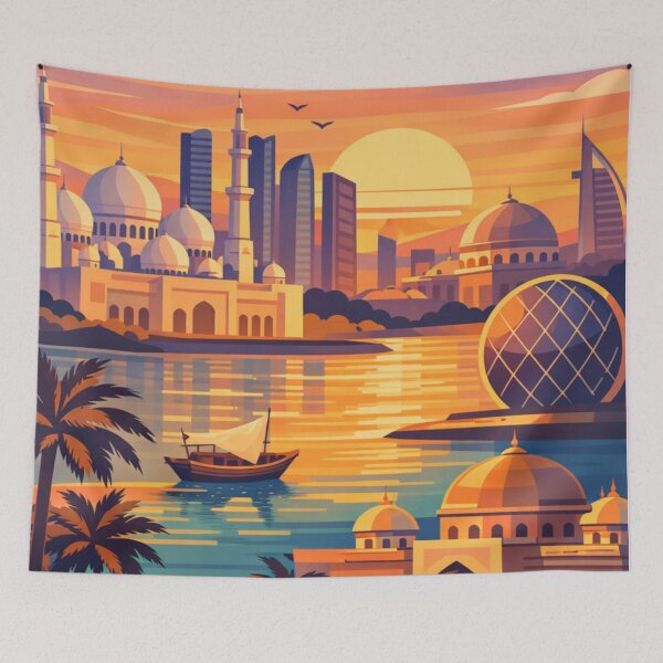 Item preview, Abu Dhabi  - Postcard Illustration  designed and sold by MatthewHeights.