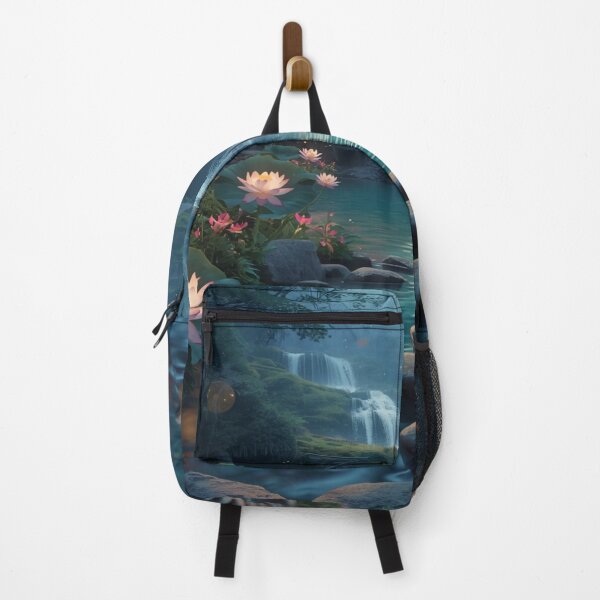 Item preview, Enchanted Waterfall Lotus Garden – Tranquil Forest Stream designed and sold by freedomanywere.