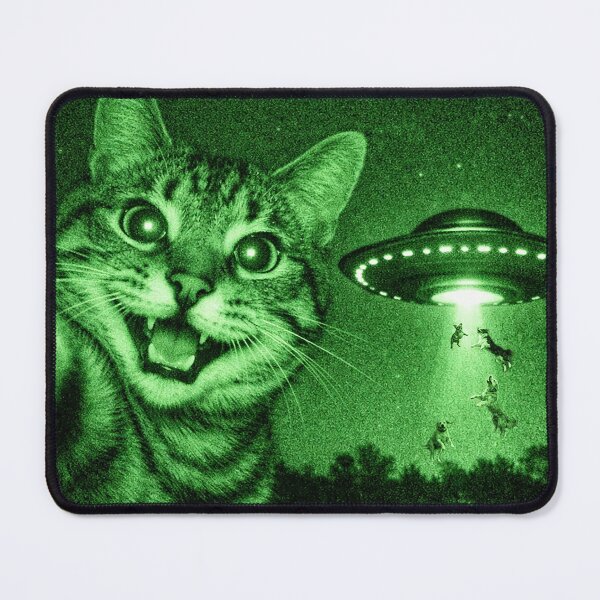 Item preview, Cat selfie with UFO beaming up dogs designed and sold by Neko & Co..