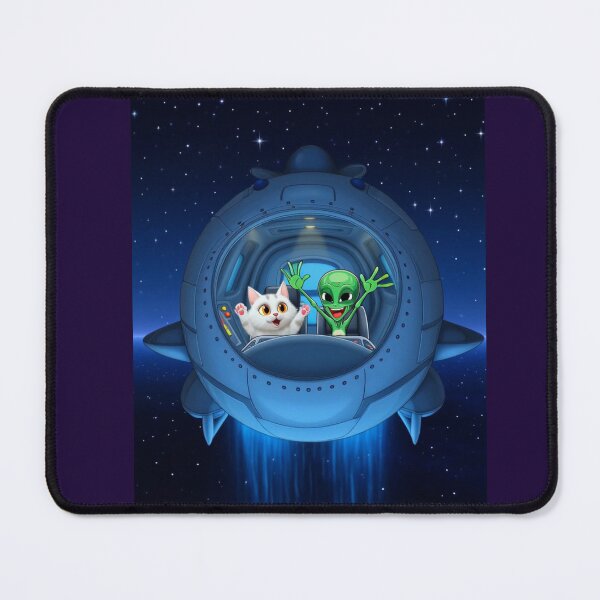 Item preview, White cat with alien in spaceship designed and sold by No socks.