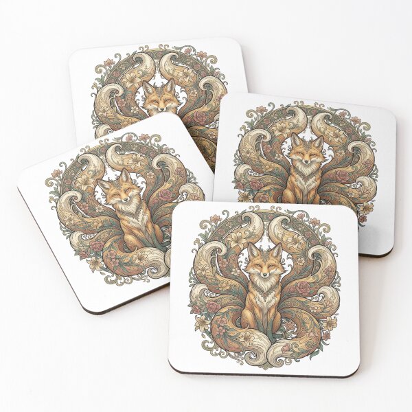 Item preview, The Gilded Fox - Art Nouveau Kitsune designed and sold by Ixnor.