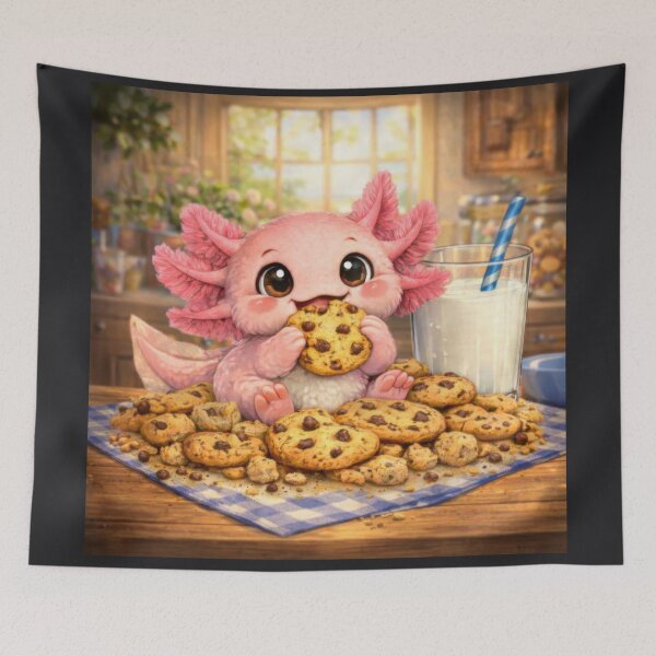 Item preview, Cute Axolotl With Cookies and Milk Sticker designed and sold by jgvisualarts.