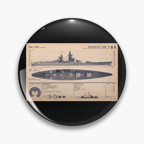 Item preview, French Battleship Richelieu BB-15 WW2 Recognition Diagram designed and sold by MilitaryMart.