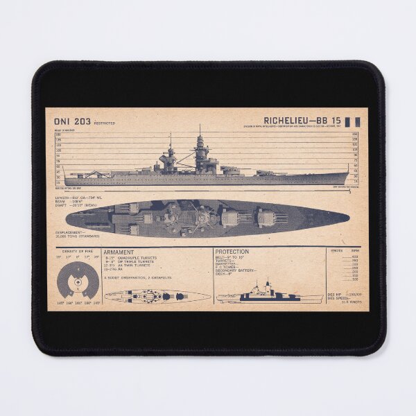 Item preview, French Battleship Richelieu BB-15 WW2 Recognition Diagram designed and sold by MilitaryMart.
