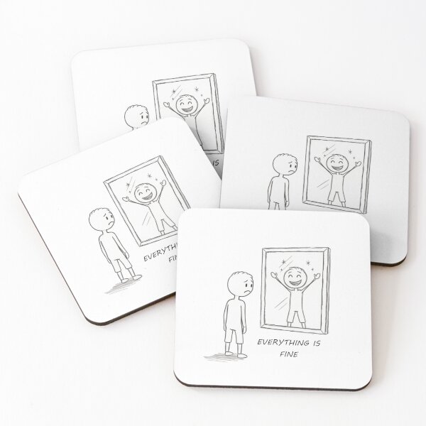 Item preview, Everything Is Fine – Minimalist Existential Illustration designed and sold by basakarmagan.