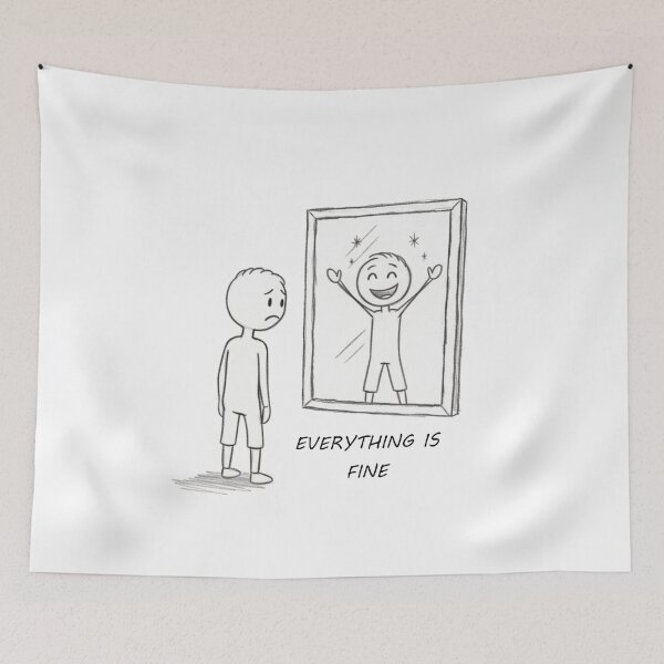 Item preview, Everything Is Fine – Minimalist Existential Illustration designed and sold by basakarmagan.