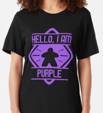 Hello I am Purple Meeple Board Games Addict Slim Fit T-Shirt