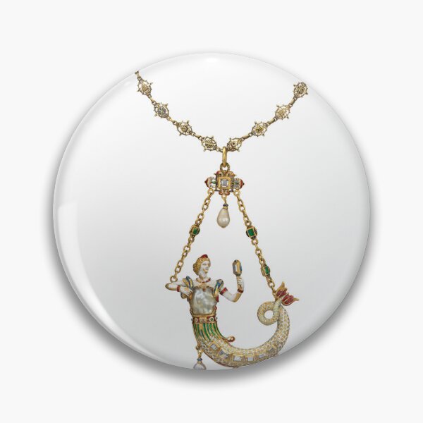 Item preview, Antique Gold Mermaid Pendant With Pearl and Jewels designed and sold by AnimaliaStar.