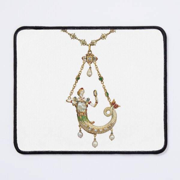 Item preview, Antique Gold Mermaid Pendant With Pearl and Jewels designed and sold by AnimaliaStar.