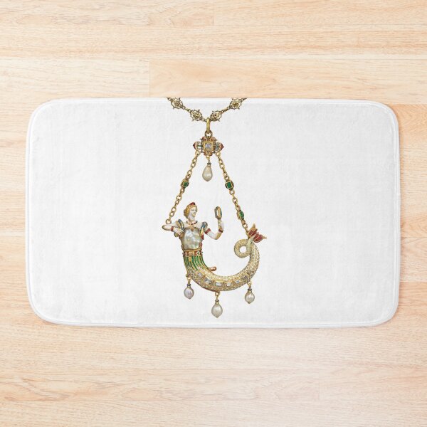 Item preview, Antique Gold Mermaid Pendant With Pearl and Jewels designed and sold by AnimaliaStar.