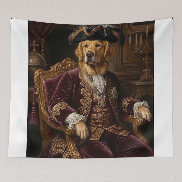 Item preview, Majestic Golden Retriever Royal Portrait Oil Painting designed and sold by Tamer ⭐⭐⭐⭐⭐.