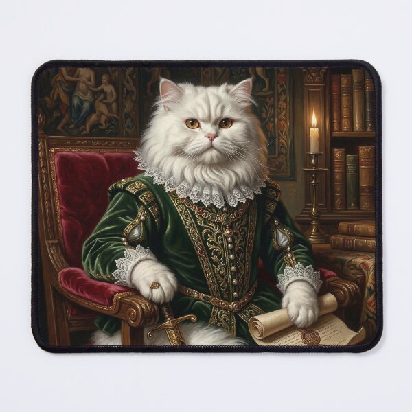 Item preview, White Persian Cat Renaissance Noble Portrait designed and sold by Tamer ⭐⭐⭐⭐⭐.