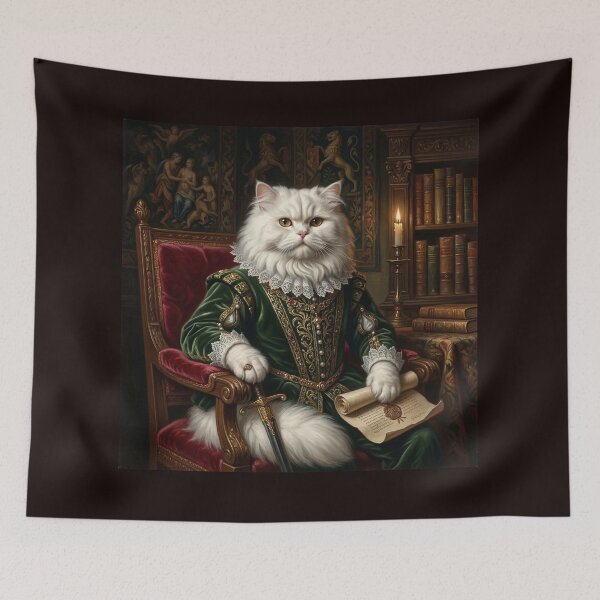 Item preview, White Persian Cat Renaissance Noble Portrait designed and sold by Tamer ⭐⭐⭐⭐⭐.
