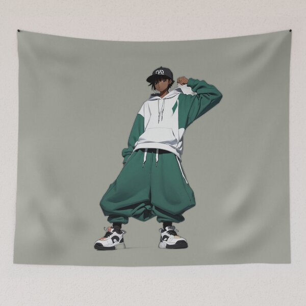 Item preview, rban Anime Streetwear Character – Baggy Hoodie Fashion Illustration designed and sold by IosArt.