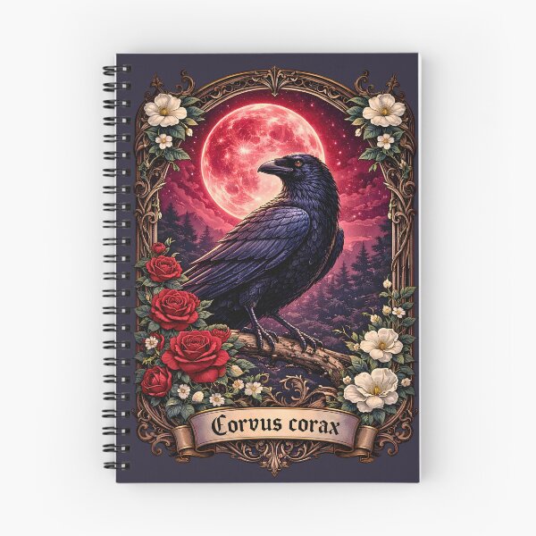 Item preview, Gothic Raven Red Moon Dark Academia Bird Illustration designed and sold by BorgSpareParts.