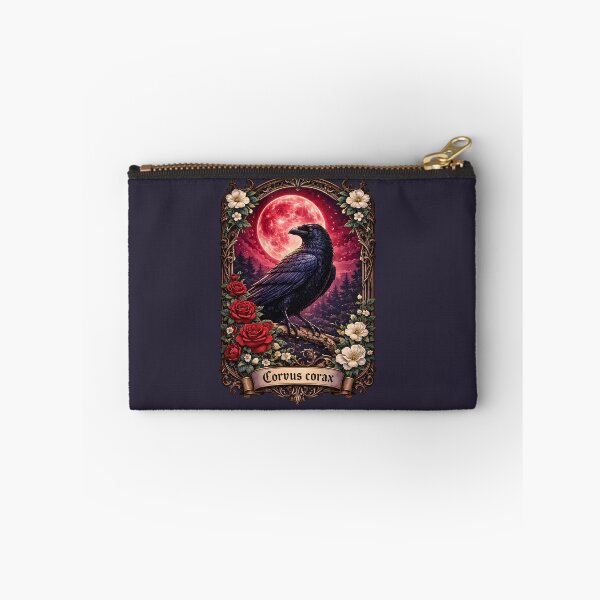 Artikelvorschau, Gothic Raven Red Moon Dark Academia Vogelillustration entworfen und verkauft von BorgSpareParts.