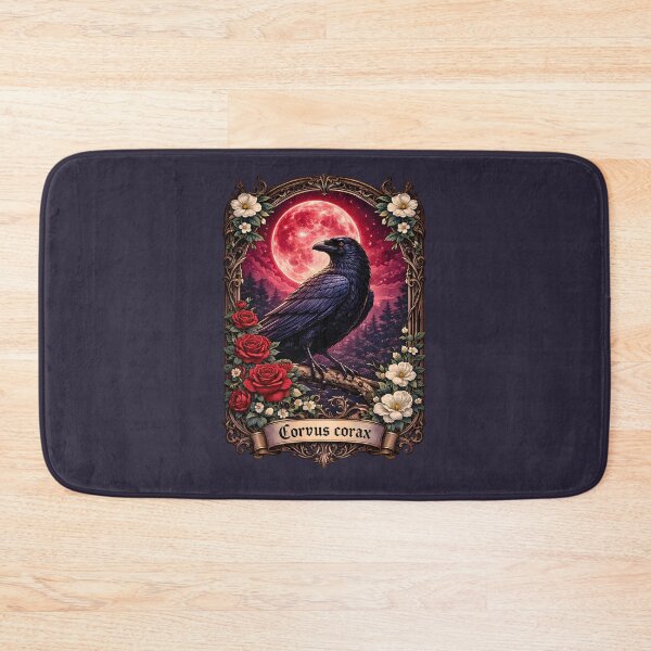 Item preview, Gothic Raven Red Moon Dark Academia Bird Illustration designed and sold by BorgSpareParts.