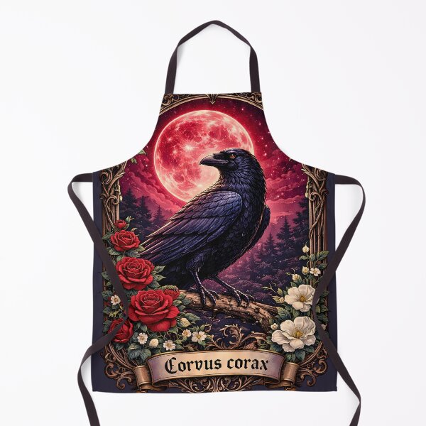 Item preview, Gothic Raven Red Moon Dark Academia Bird Illustration designed and sold by BorgSpareParts.