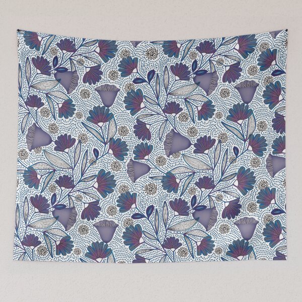 Item preview, Pointillism Twilight Blooms designed and sold by phatlizzardart.