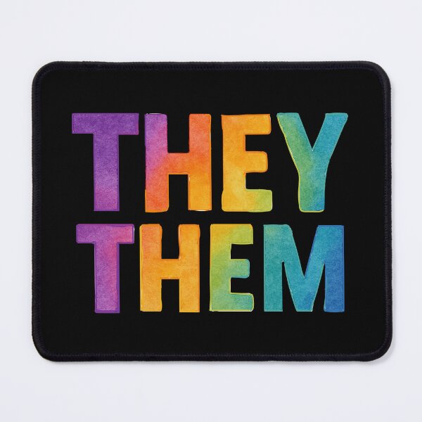 Item preview, They Them Pronouns LGBTQ+ Rainbow Watercolor Design designed and sold by Madeline Binder Art & Design.
