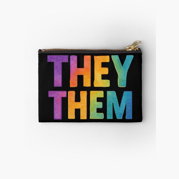 Item preview, They Them Pronouns LGBTQ+ Rainbow Watercolor Design designed and sold by Madeline Binder Art & Design.