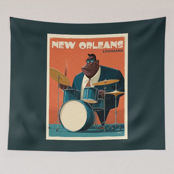 Item preview, A Drummer in New Orleans - Louisiana  designed and sold by GoodOldVintage.