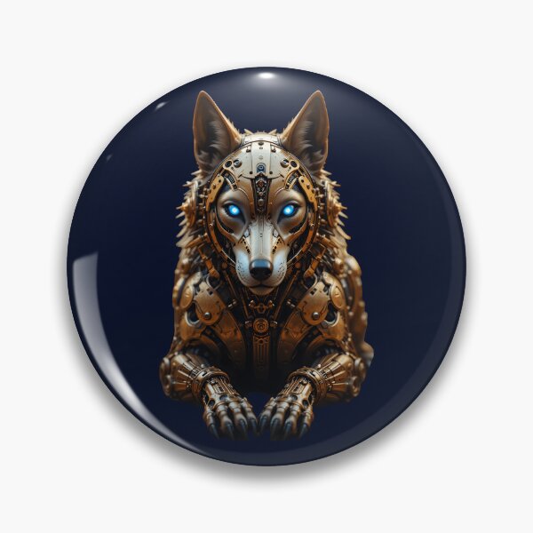 Item preview, Golden Cybernetic Wolf – Steampunk Guardian designed and sold by Dakson Design - Fantasy Art.