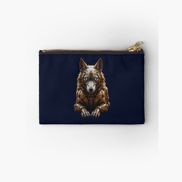 Item preview, Golden Cybernetic Wolf – Steampunk Guardian designed and sold by Dakson Design - Fantasy Art.