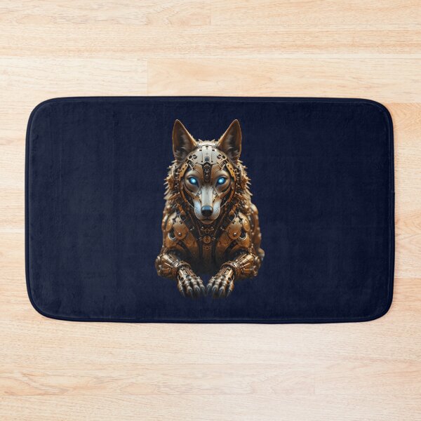 Item preview, Golden Cybernetic Wolf – Steampunk Guardian designed and sold by Dakson Design - Fantasy Art.