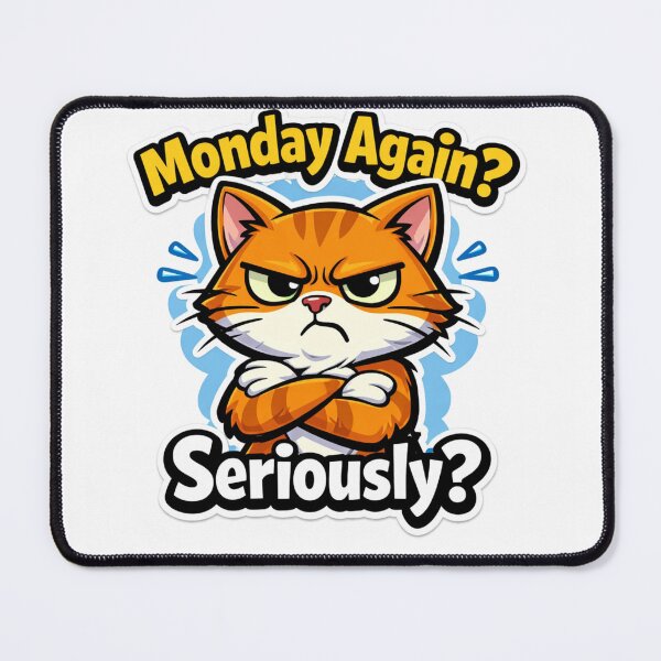 Item preview, Monday Again? Seriously? – Grumpy Cat Meme Design designed and sold by designbyuzi.